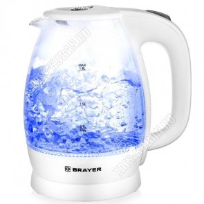 Чайник стекло 1,8л 2200Вт диск,белый (6) 