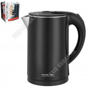 Чайник пластик+нержавеющая сталь 1,8л 1500Вт, черный (6) 