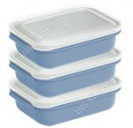 Контейнер прям Н-р 3шт х1,3л,серебр, с крышк. (15х22 h6см) (12)