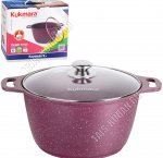 Mystery Кастрюля 6,0л d26см,фуксия,стеклянная крышка,2 литые ручки,толщина стенки/дна 4,5/6мм,литой алюминий,подарочная упаковка (2)
