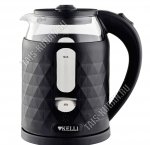 Чайник стекло + пластик 1,8л 2200Вт диск, автоотключение, фактурный корпус, цвет черный (12)