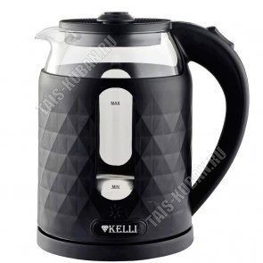 Чайник стекло + пластик 1,8л 2200Вт диск, автоотключение, фактурный корпус, цвет черный (12) 