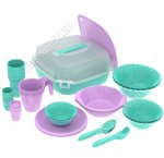 Набор д/пикника 4 перс. 42пр, мятно/сирень (стаканы 0,25л 4шт,кружка 0,4л 4шт,вил 4шт,ложка 4шт,тар.глуб 0,7л 4ш,тар.десерт. 4шт, салат.0,26 2шт+0,5 4шт+1,2 4шт 6шт, доска.раздел, стопка 0,10 4шт,солонка 2шт,контейнер 9л) (6)