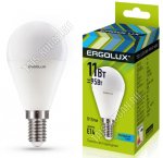 Ergolux-Шар E14 11Вт,нейтральн. 4500Вт,световой поток 925Лм (аналог 90Вт обычной лампы) h92 d45мм (10)