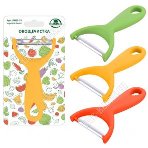 Овощечистка поперечн. L13х7см,пласт.ручк,микс (24)