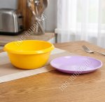 Миска кругл, 2,7л желт +тарелка-крышка сирен d26см (30)