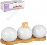 Ромбики /Бамбук Набор для специй 2пр и подставка под зубочистки