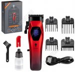 Машинка д/стрижки (аккум) 5Вт, 4насад (3-10мм), красный/черн (40)