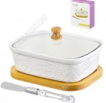 Розы /Бамбук Паштетница 330мл 14х11х9см+нож, стек.крыш,на бамб.подст,п/у