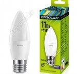 Ergolux-Свеча E27 11Вт,нейтральн.(дневн) 4000Вт,светов.поток 1070Лм (аналог 90Вт обыч.лампы) h101 d37мм (10)