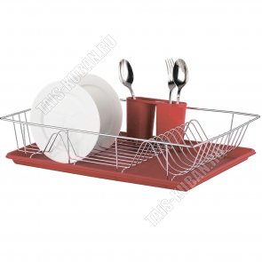 Сушилка для посуды на 18 тарелок (48x33x10cм),красный (6) 