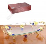 Блюдо д/рыбы фигур. 42х27см h6см, 2руч.п/золото, мет+стекло