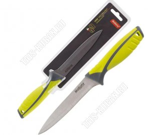 Нож Arcobaleno универсал 12см,лезв нерж сталь (2CR14),прорезин.ручк,желт/сер,блистер (24) 