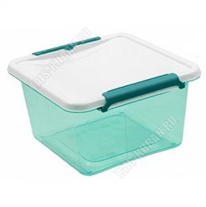 Контейнер квадр,прозр.зелен 0,85л крыш.бел,на 2защ (14х14 h6,5см) (20) 