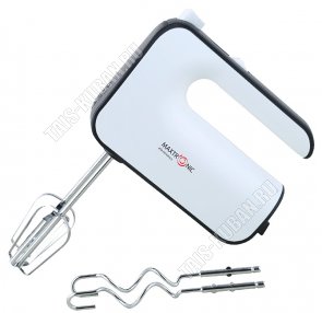 Миксер 350Вт 5 скоротсей, 2 насадки (взбивание/смешивание), цвет белый/чёрный (20) 