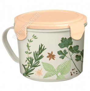 Кружка-бульонница 0,85л св.серый, с крышк бежев (d13,5 h10,5см), 