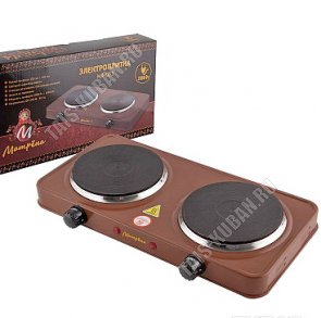 Плита эл.эмаль/2конф. БЛИН 2000Вт, терморег, цв.коричн карт/уп 