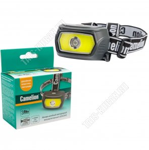 Фонарь налобн,аккумулят LED 3Вт,СОВ светодиод 5Вт,дневн.7200К,3реж,освещен.400Лм до 80м,Type-C/3хAAA,черн  LЕD53412 (50) 