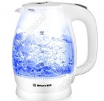 Чайник стекло 1,8л 2200Вт диск,белый (6) 
