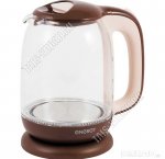 Чайник стекло 1,7л 2200Вт диск,подсвет,автооткл,защ.от перегр КОРИЧНЕВ (6)