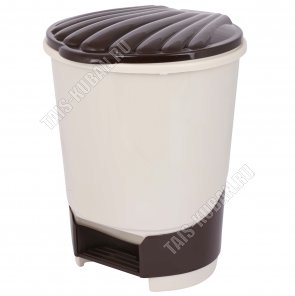 Ведро для мусора с педалью 18л овал (32х30 40hсм) слоновая кость/коричневый (2) 