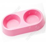 Миска д/корма двойная по 0,4л,розов (26х14 h5см) (80)