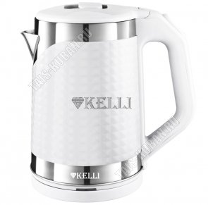 Чайник  Ромб пластик + нержавеющая сталь 1,8л 2200Вт диск,внутренняя подсветка,автоотключение,защита без воды,вращение на 360°,двойные стенки,цвет белый 