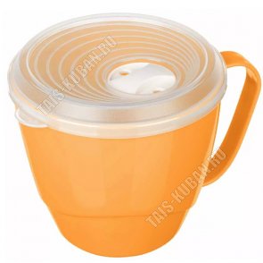 Кружка-бульонница 0,72л крыш.с клапан, т.бежев (d14 h11см) (18) 