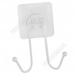 .WHITE белый Крючок двойн.8х4см,металл,крепл.самокл.осн (12)