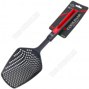Coolinar Половник-дуршлаг L37см,нейлон+пластик,черно/красный (12)