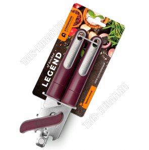 Legend Нож для консерв+открывалка (нержавейка+пластик) L21см,бордо (12) 