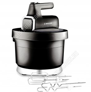 Миксер 800Вт 6скор,2насад.(взбив/замеш) вращ.чаша 3,5л,черн+нерж.сталь (4) 