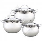 НАБОР кастрюль 3шт (ф.бочка 2,0/2,8/3,8л d16/18/20см), стекл.крыш,мет.ручк,толщ ст.0,5мм,3-х сл.инд.дно,комбинир.полир (4)