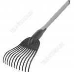 Грабли веерные пластинчатые11 зубьев, рабочая часть-ширина 16,5см, черенок L 63см, пластик, цвет серый/черный (70)