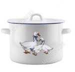 Гуси Кастрюля бел (цил) 2,0л,мет.крыш,син.обод (8)