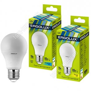 Ergolux-ЛОН E27 10Вт,холодн.4500К,светов.поток 960Лм (аналог 80Вт обыч.лампы) h110 d60мм (10)
