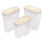 Емкость д/сыпучих Н-р 3шт бежев 1,4л*1шт;1,8л*2шт (36)