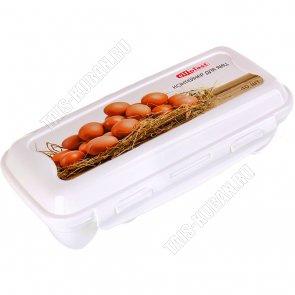 Контейнер д/яиц (на 10шт) (17х11,5 h7см) с рис,бел (24)