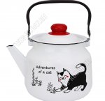 Коты Чайник белый 3,5л,подвижная ручка,пластиковая ручка на крышке (4)