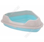 Лоток д/кошек,углов, высок.съемн.борт (55х41 h15см) голуб/белый (12)
