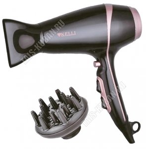 Фен 2400Вт 3t режима нагрева, 2скорости, концентратор, диффузор, петля для подвешивания, цвет черный (12) 