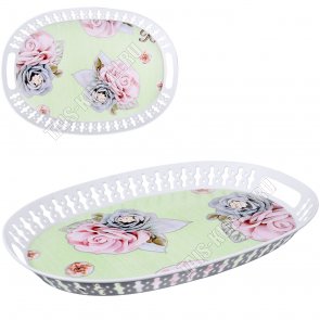Поднос декор, с борт, овал.(38х27,5 h3,5см) 