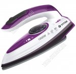 Утюг дорожн, керам. подошв. 1000Вт склад.руч,постоян.подач.пара,д/воды 70мл,мерн.стакан,фиолет/бел