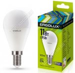 Ergolux-Шар E14 11Вт,холодн.6500Вт,светов.поток 925Лм (аналог 95Вт обыч.лампы) h92 d45мм (10)