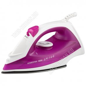 Утюг с тефлоновой подошвой 1800Вт пар 15г/вода 220мл, цвет белый/сиреневый (12) 