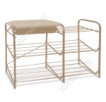 Полка д/обуви 3-х ярус+банкетка мягк.с ящик.д/обув.космет.(79х33 h51см) сиденье-МДФ+поролон+винилискожа, нагр.до100кг, слон.кость/беж (12)