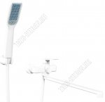 Смеситель для ванны с душем 1-рычажный, длинный прямой излив L26см белый (1)