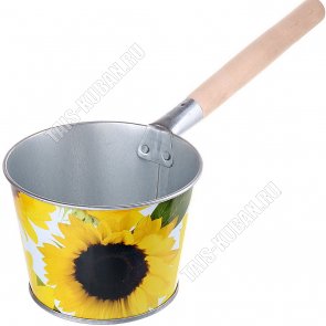 Ковш 2,5л с декором на корп,дер.руч,банный (10) 