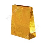 Пакет бумажный,голографический (h21х18см, дно8см) золото (12)
