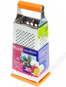 Терка 4х гран, h23см,нерж.сталь,ручк нерж+пласт,прорезин.дно,оранж (12) 